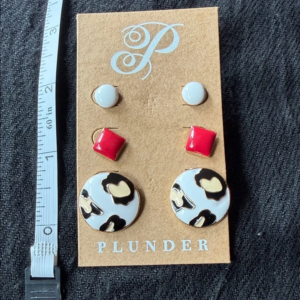 ‼️NWT Plunder  Earrings Set - Red, White, Black